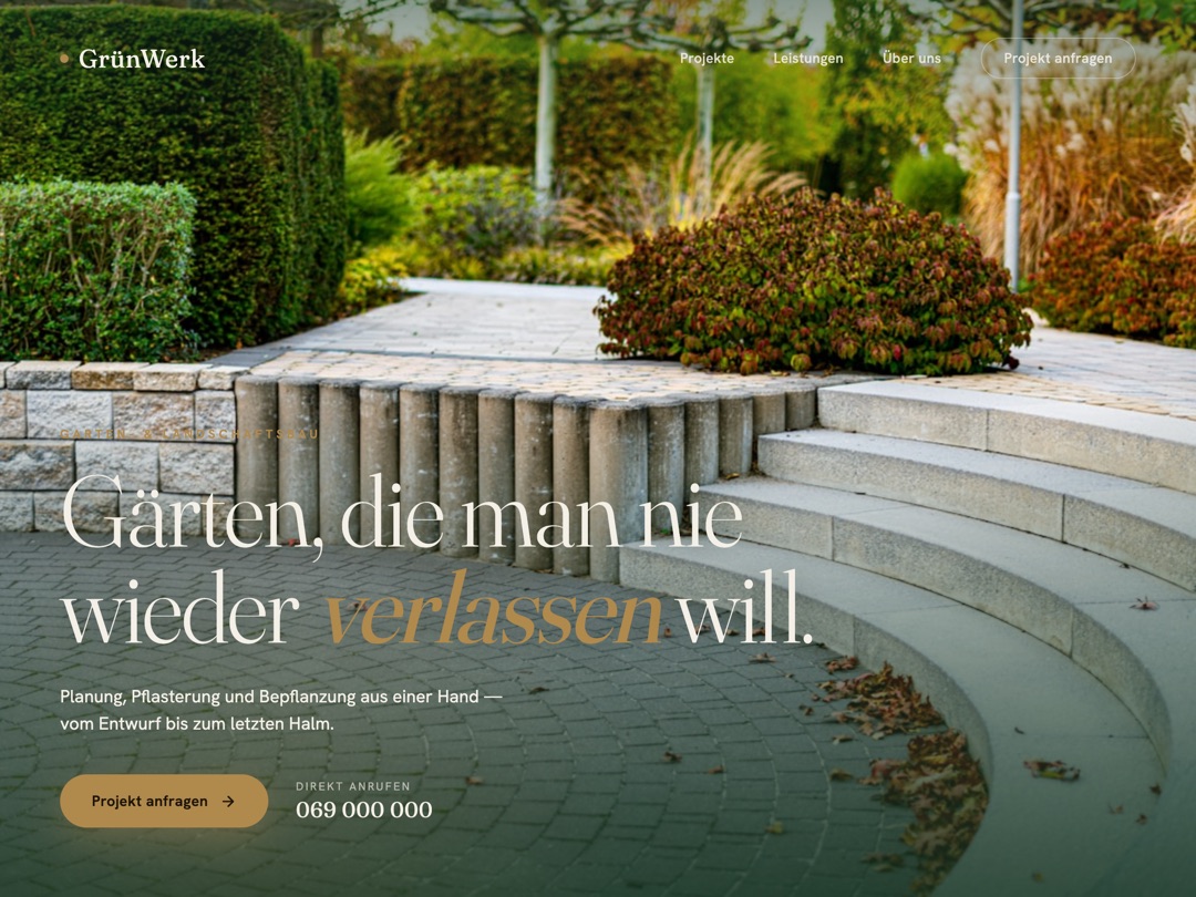 Beispiel-Website GrünWerk – Garten- & Landschaftsbau