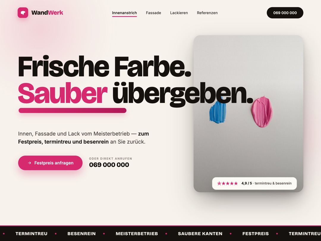 Beispiel-Website WandWerk – Maler & Lackierer